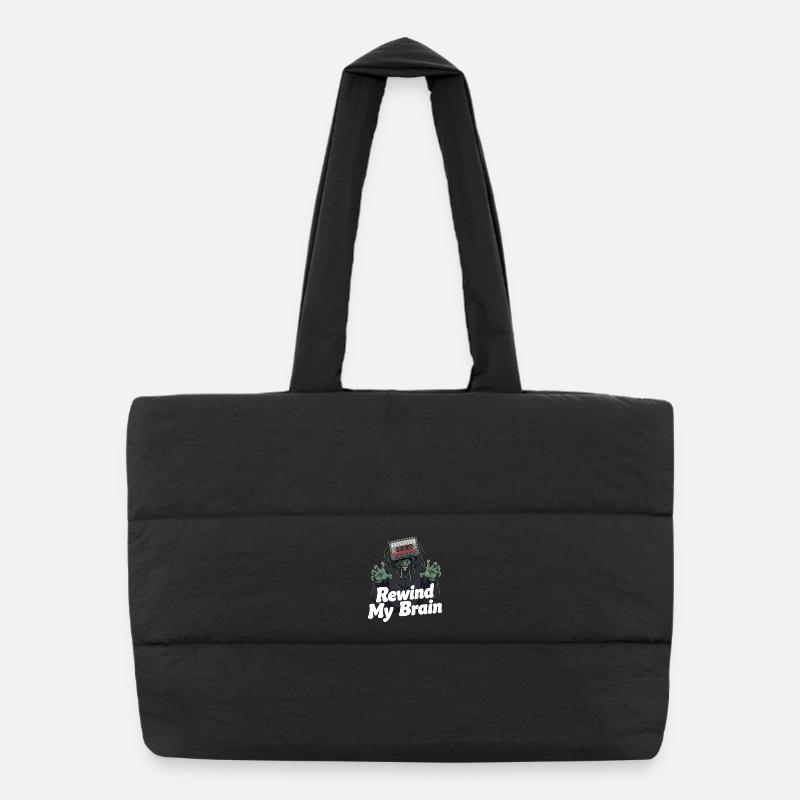 Rewind My Brain Zombie Illustration Puffer Shopping Bag