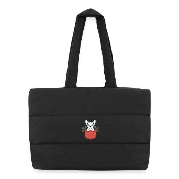 Pocket Pup Holly Christmas - Puffer Shopping Bag - black - Front