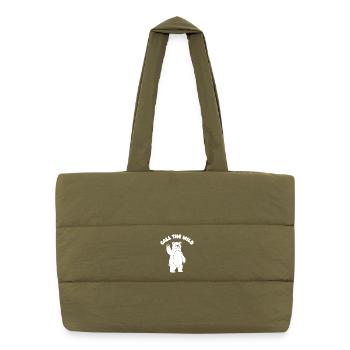 Dessin animé Ours sauvages qui agitent les bras - Sac shopping matelassé - safari green - Devant