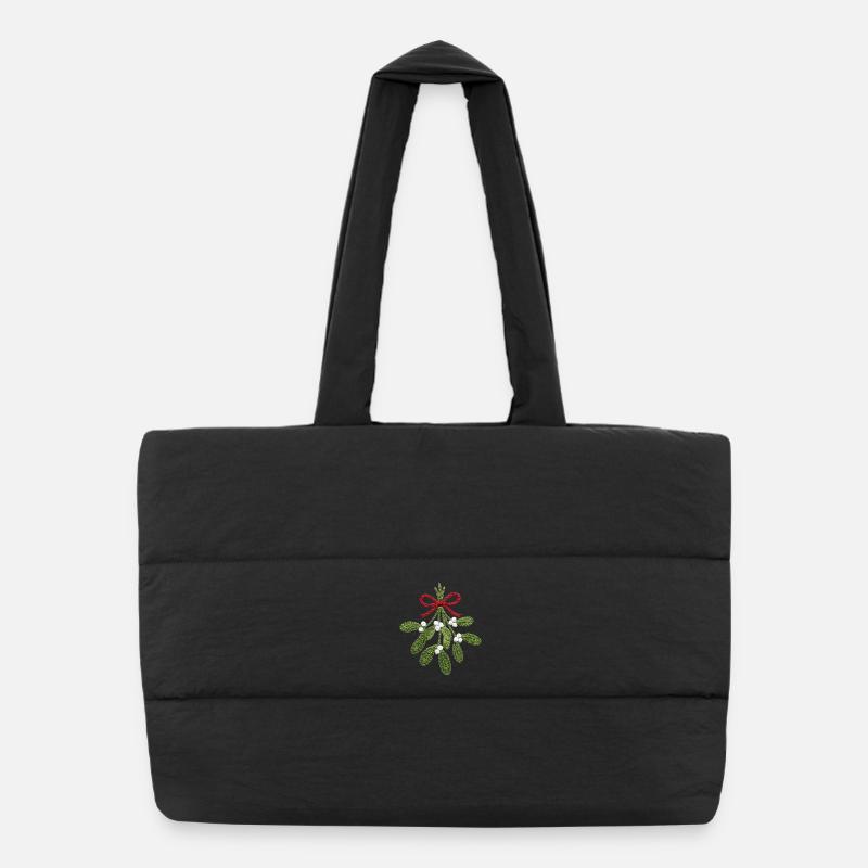Embroidered mistletoe – romantic Christmas (printed) Puffer Shopping Bag