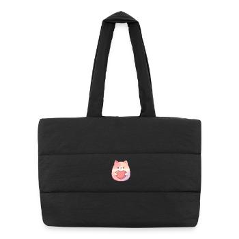 Cuddly Kitten Heart Love - Puffer Shopping Bag - black - Front