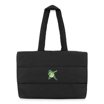 Green Street Frog with Gold Chain Dabbing - Puffer Shopping Bag - black - Front