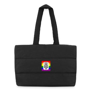 LGBT-Safe-Space-Regenbogenflagge - Puffer-Einkaufstasche - Schwarz - Vorne