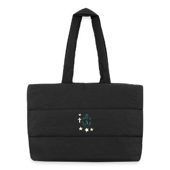 Glowing Anchor with Stars - Puffer Shopping Bag - black - Front