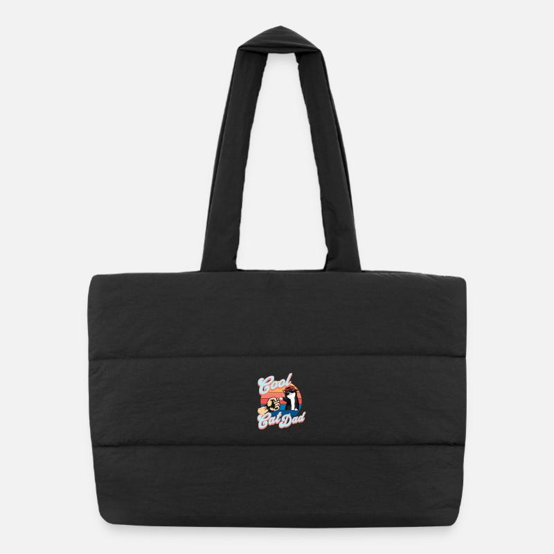 Cool Cat Dad Retro Vibes Katzen Daddy Puffer-Einkaufstasche