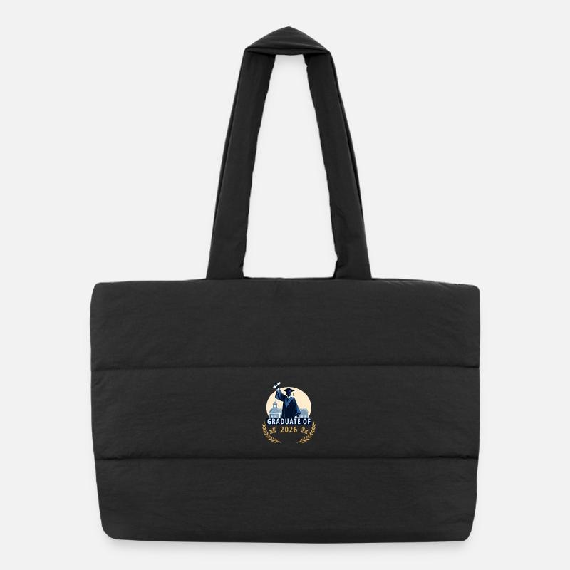 Graduate 2026 with a diploma - Puffer Shopping Bag - black