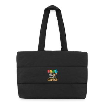 Joyeuse Pâques, douce chasse aux œufs du lapin, œufs de Pâques - Sac shopping matelassé - noir - Devant