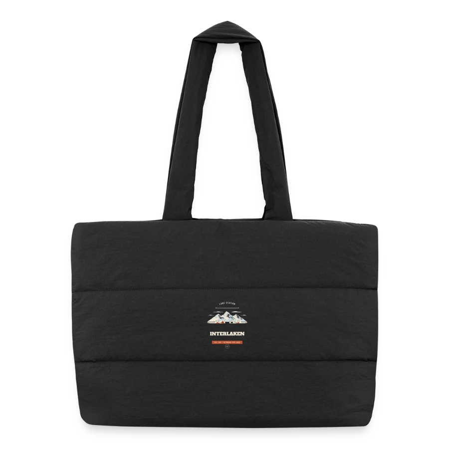Interlaken badge on a puffer shopping bag, black