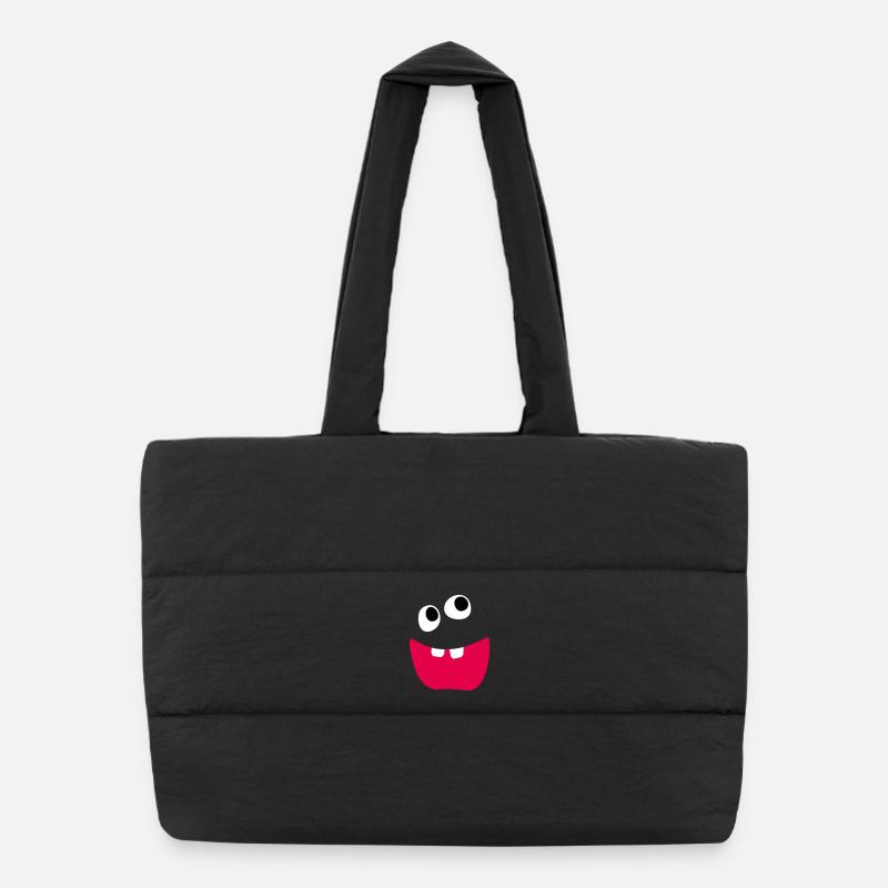 Naughty Monster Laughing Teeth Kids Comic Funny Puffer Shopping Bag