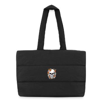 Skull with flowers - Puffer Shopping Bag - black - Front