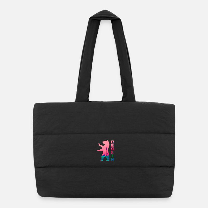 Berlin Bear Neon Silhouette Puffer Shopping Bag