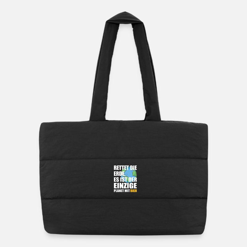 Beer Saving the Planet - Puffer Shopping Bag - black