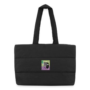 Chat Reine de cœur. - Sac shopping matelassé - noir - Devant