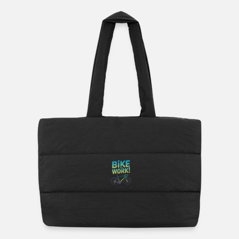 Bike to Work Motivational Design Puffer Shopping Bag