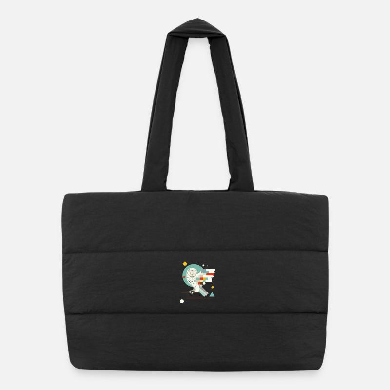 hibou géométrique - Illustration d’animal coloré moderne Sac shopping matelassé