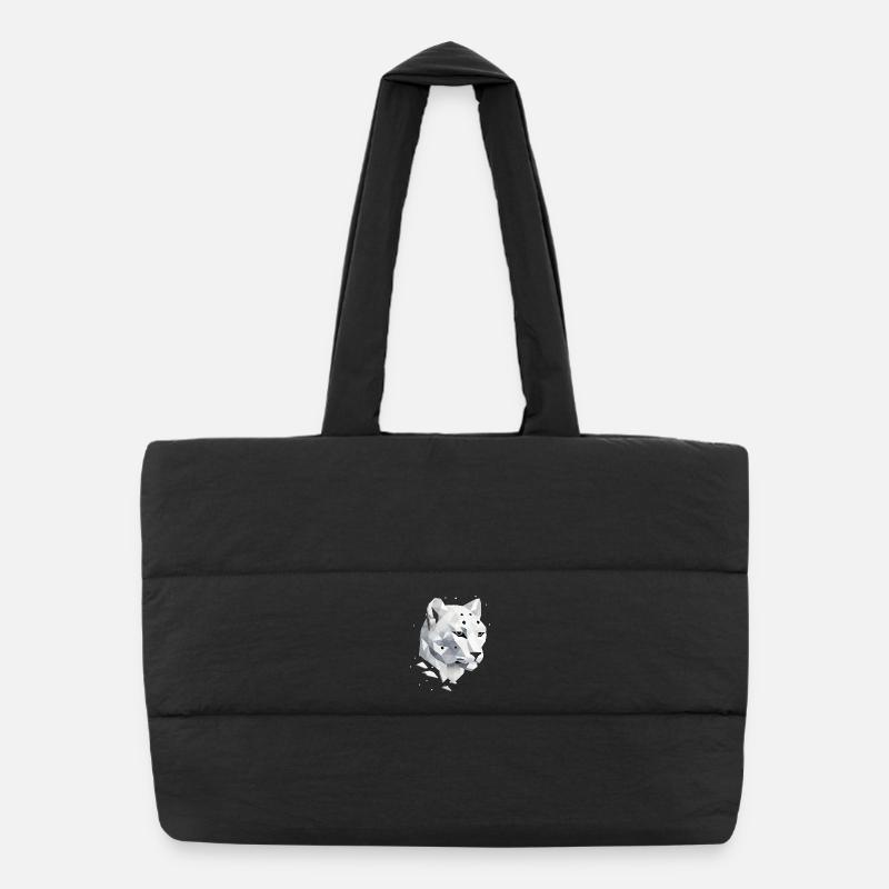 Geometric Snow Leopard – Elegance of the Wilderness Puffer Shopping Bag