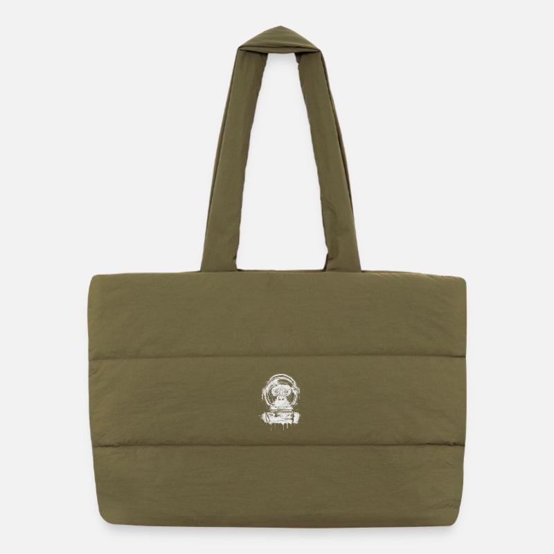 Schimpanse mit Astronautenhelm im Graffiti Stil Puffer-Einkaufstasche