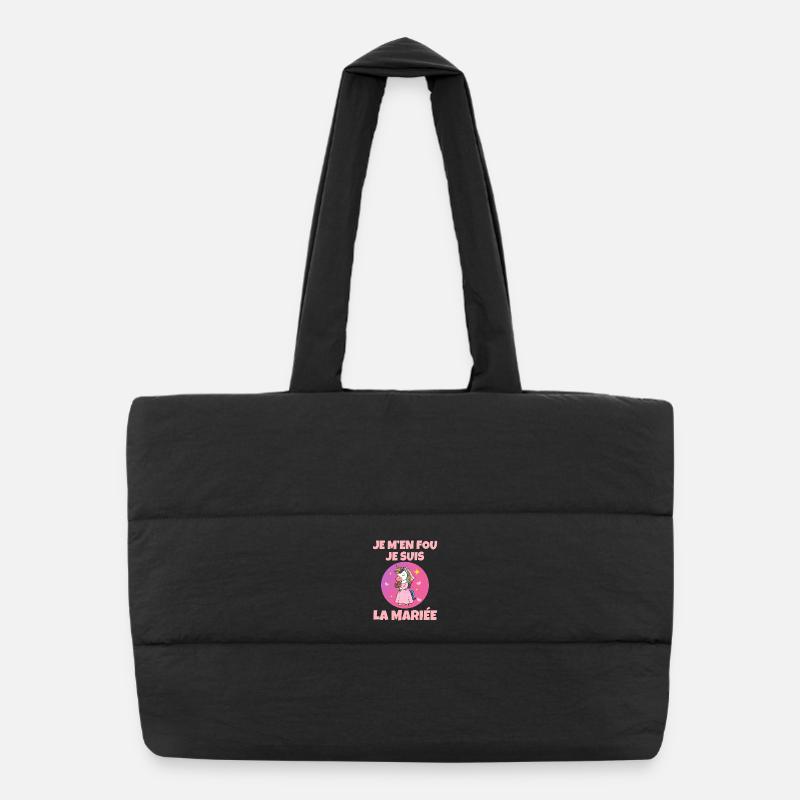 Ich bin die Braut Einhorn Geschenk Lustige Liebe Junggesellenabschied - Puffer-Einkaufstasche - Schwarz