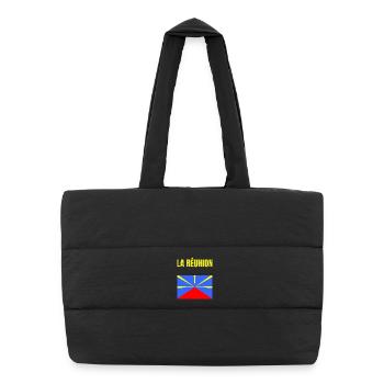 T-Shirt mit Vulkanflagge auf der Insel La Réunion - Puffer-Einkaufstasche - Schwarz - Vorne