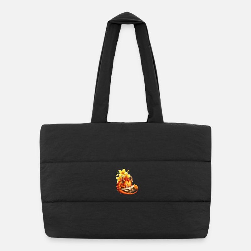 Dragon endormi sur le livre d’automne Sac shopping matelassé