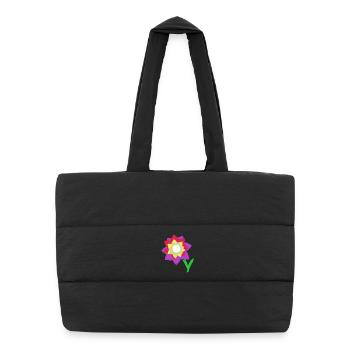 Illustration florale Fleurs Enfants Enfants - Sac shopping matelassé - noir - Devant
