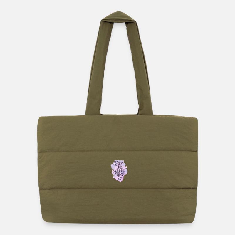 Tiger purple Puffer Shopping Bag