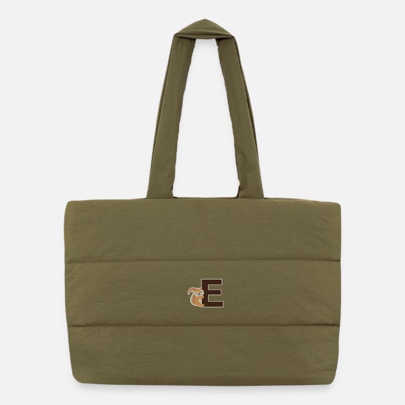 Ein E wie das Eichhörnchen das an dem E hängt Puffer-Einkaufstasche