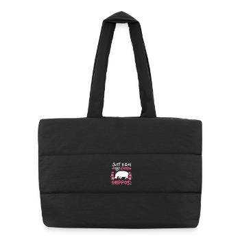 Hippo Hippo Hippo Hippo Lovers - Puffer Shopping Bag - black - Front