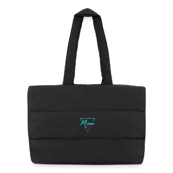 Miami Neon Schrift Verlauf - Puffer-Einkaufstasche - Schwarz - Vorne