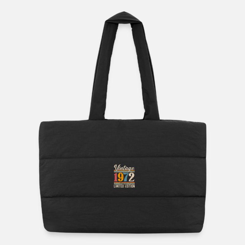 1972 Année de naissance Vintage Retro Vintage - Sac shopping matelassé - noir
