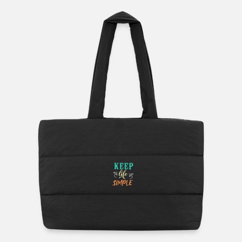Keep Life Simple Motivational Design Puffer Shopping Bag