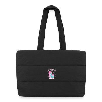 Mama Dino Babydino Brontosaurus - Puffer-Einkaufstasche - Schwarz - Vorne