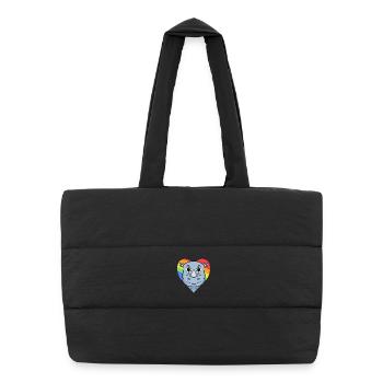Nashorn Lgbt Regenbogen Farben - Puffer-Einkaufstasche - Schwarz - Vorne