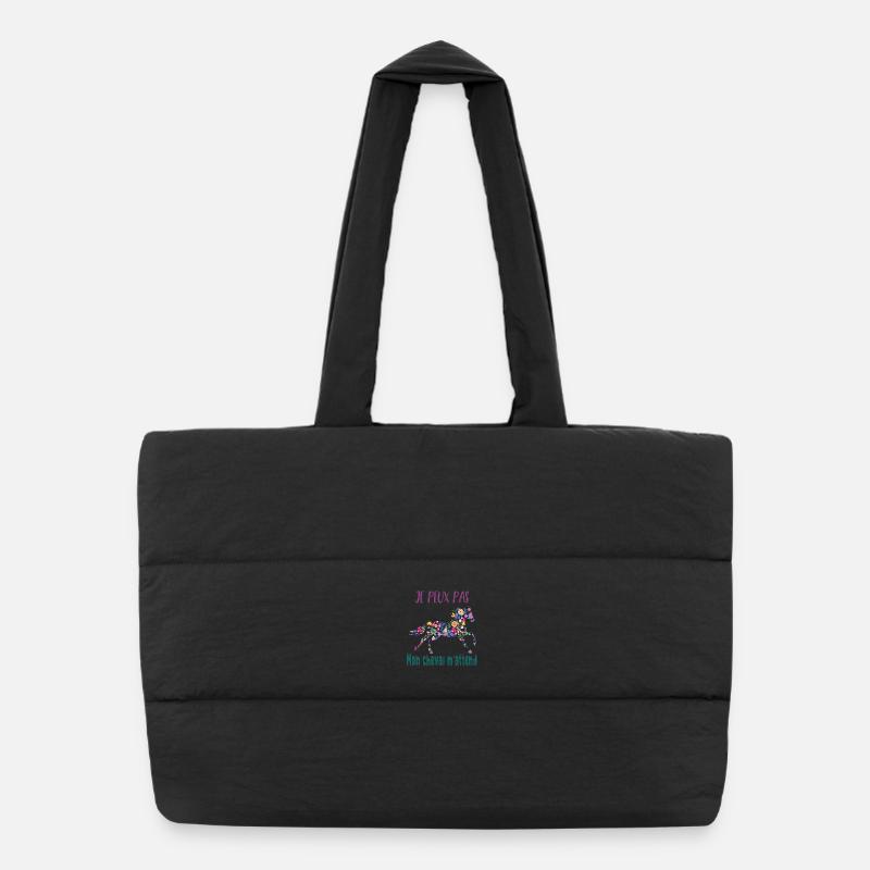 Je peux pas mon cheval m'attend - florale poney Sac shopping matelassé