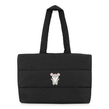 cute little mouse with gray fur - Puffer Shopping Bag - black - Front