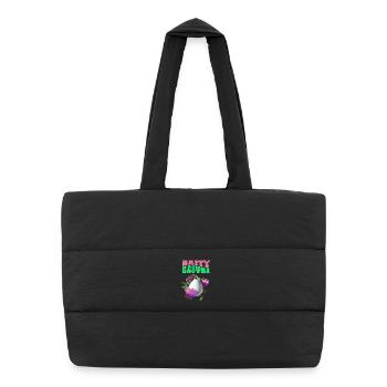 Happy Easter Flowers Easter Egg - Puffer Shopping Bag - black - Front