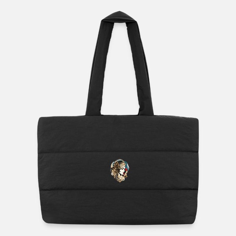 Femme esthétique avec motif technologique Sac shopping matelassé