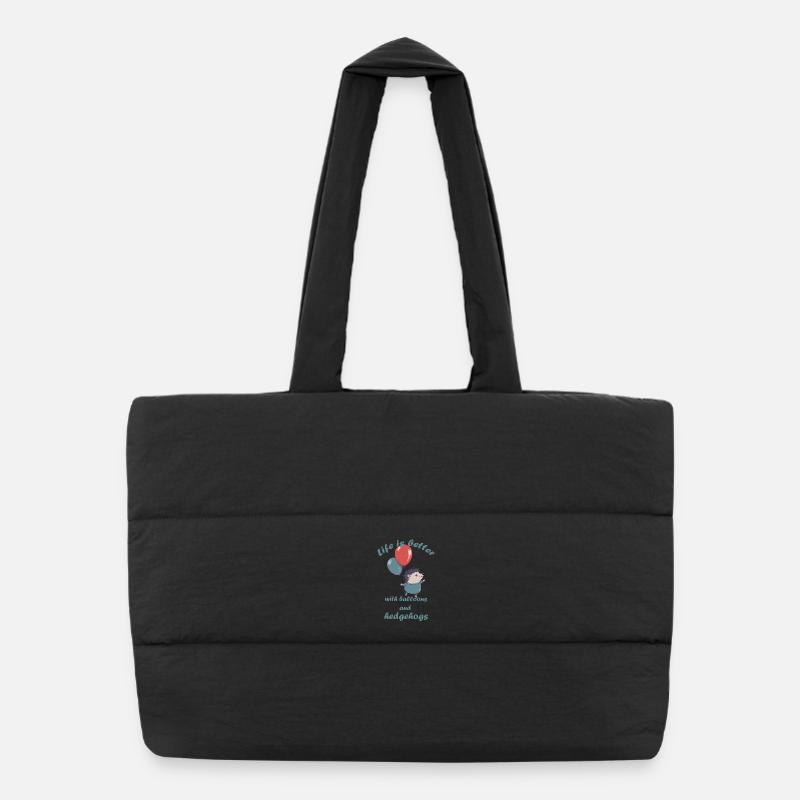 Petit hérisson avec ballons et lettrage Sac shopping matelassé