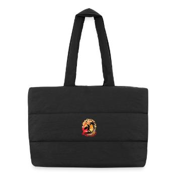 Surfeur occasionnel au lever du soleil sous les palmiers - Sac shopping matelassé - noir - Devant