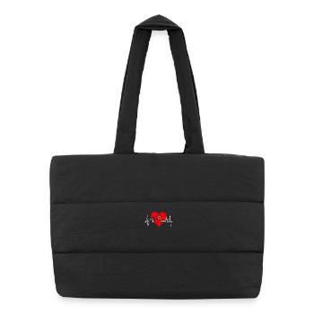 Florence Skyline Italy Heartbeat I Love Firenze - Puffer Shopping Bag - black - Front