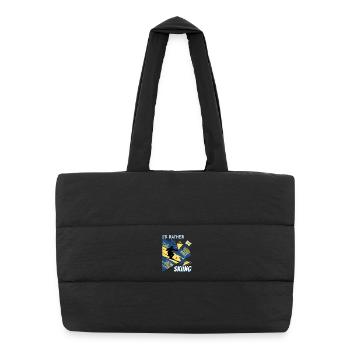 I'd Rather Ski - Ski Winter Sports Skier - Puffer Shopping Bag - black - Front