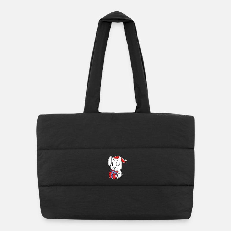 Lapin avec chapeau de père Noël Sac shopping matelassé
