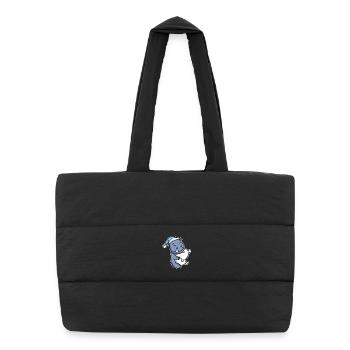 Hippopotame avec oreiller et bonnet somnolent - Sac shopping matelassé - noir - Devant
