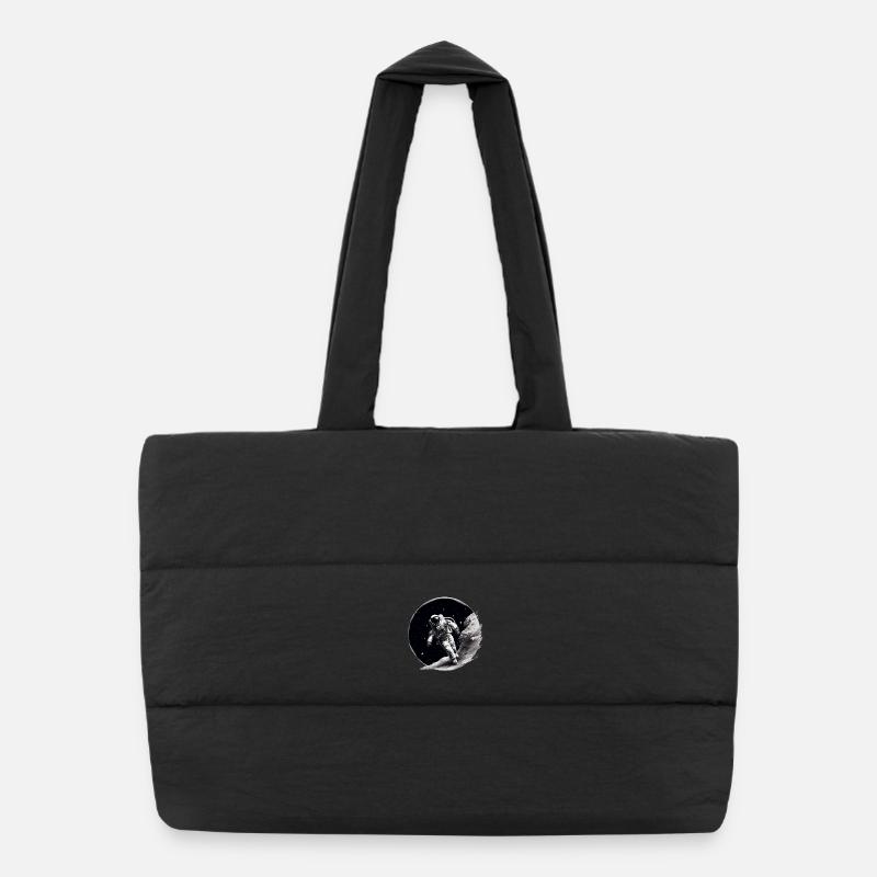 astronaut on the moon - Puffer Shopping Bag - black
