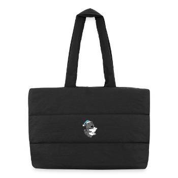 Panthère noire avec oreiller et bonnet somnolent - Sac shopping matelassé - noir - Devant
