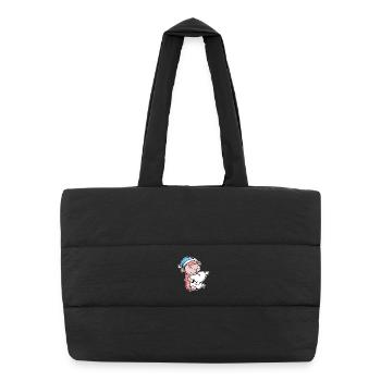 Mouton avec oreiller et bonnet somnolent - Sac shopping matelassé - noir - Devant
