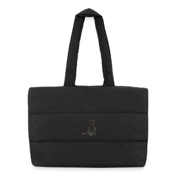 Cat in vintage look - Puffer Shopping Bag - black - Front
