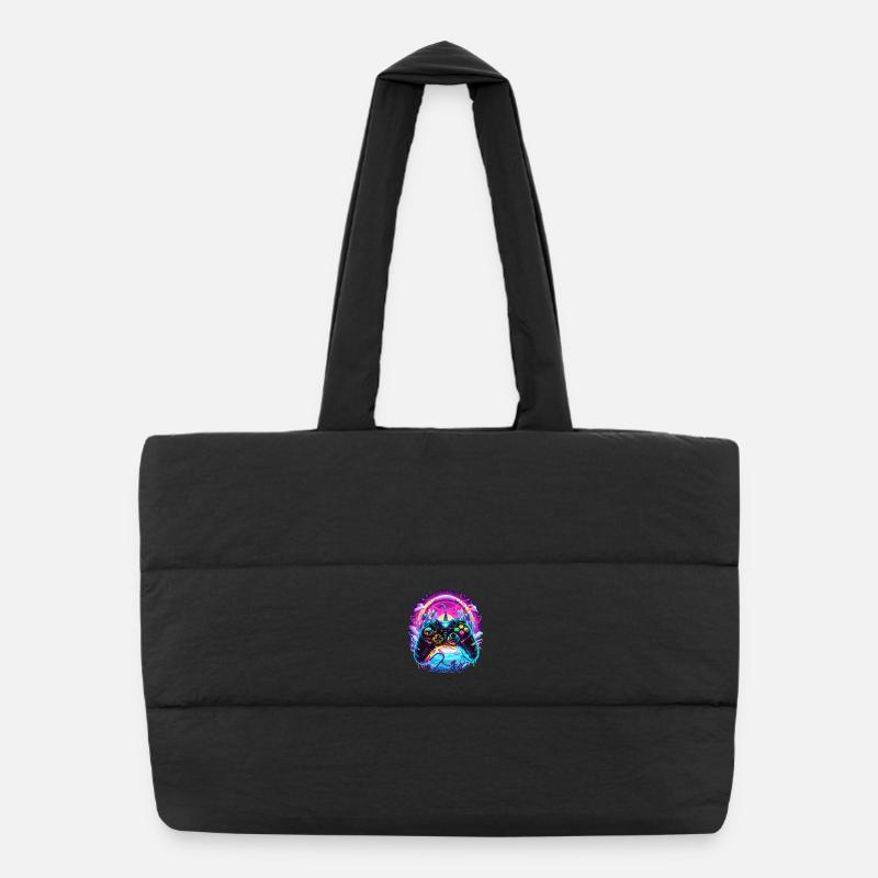 Synthwave Gamer Controller Fantasy Retro Gaming Puffer Shopping Bag