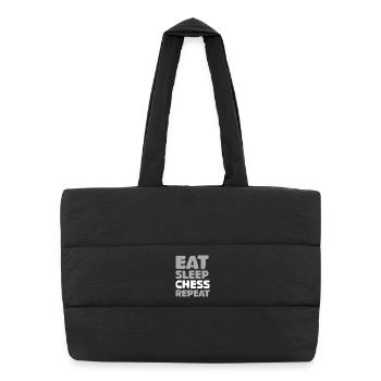manger dormir échecs répéter dictons drôles jeu d’échecs - Sac shopping matelassé - noir - Devant