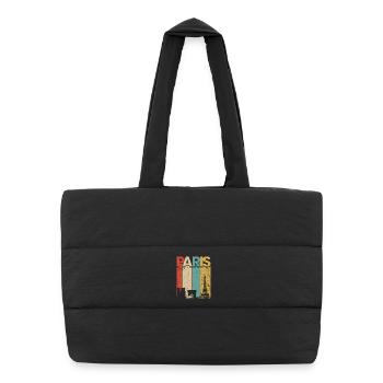 Paris Vintage Sunset Stripes - Sac shopping matelassé - noir - Devant